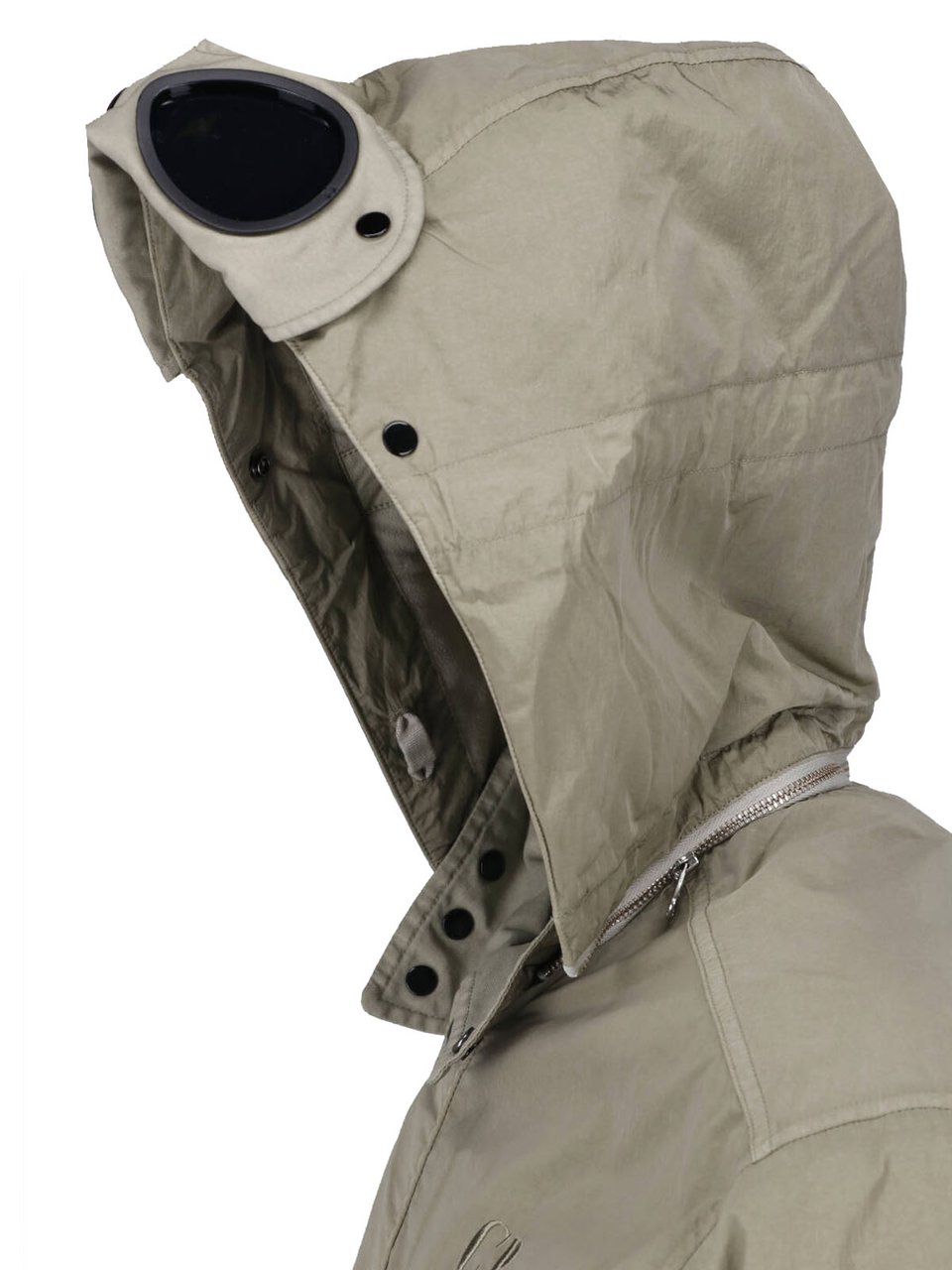 CP Company Hooded Heavy Chrome-R Jacket with Distinctive Goggle Lenses Groen