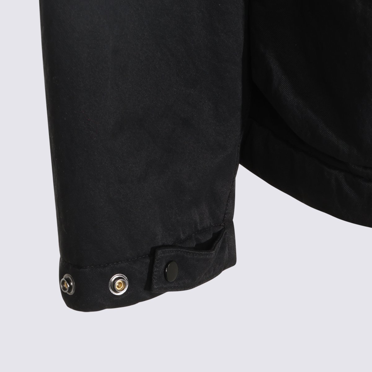 CP Company Solid Black High Collar Jacket With Concealed Zip Closure Zwart