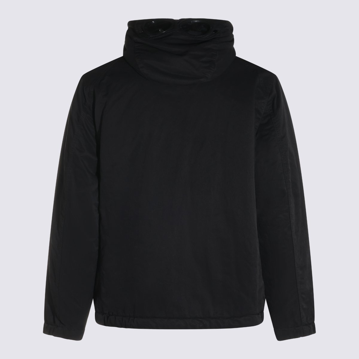 CP Company Solid Black High Collar Jacket With Concealed Zip Closure Zwart