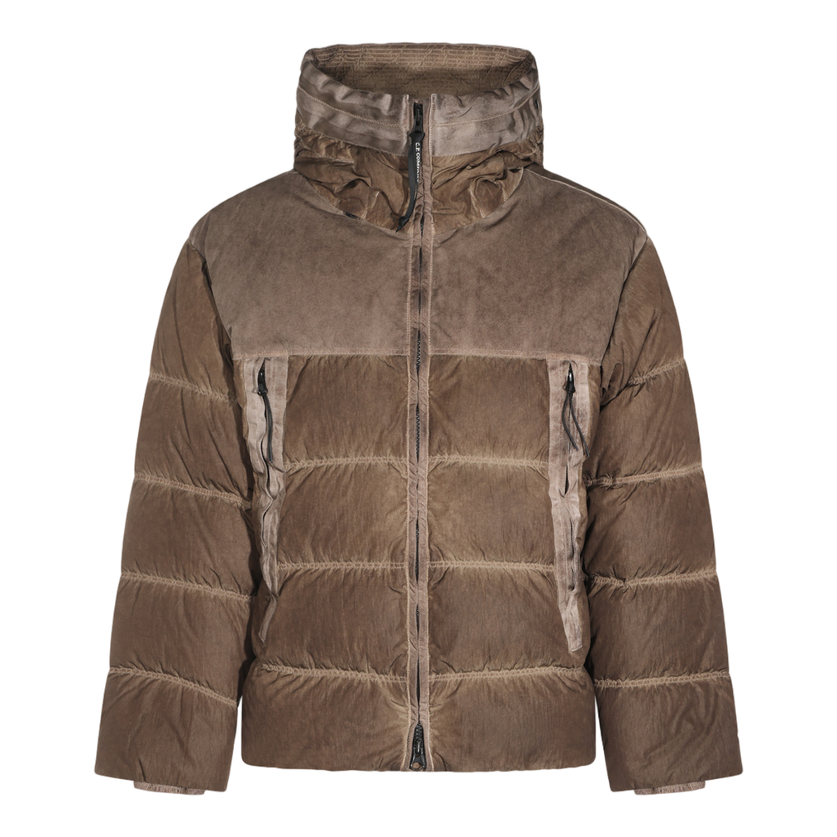 CP Company Padded Quilted Coat With High Collar And Contrasting Trimming Bruin