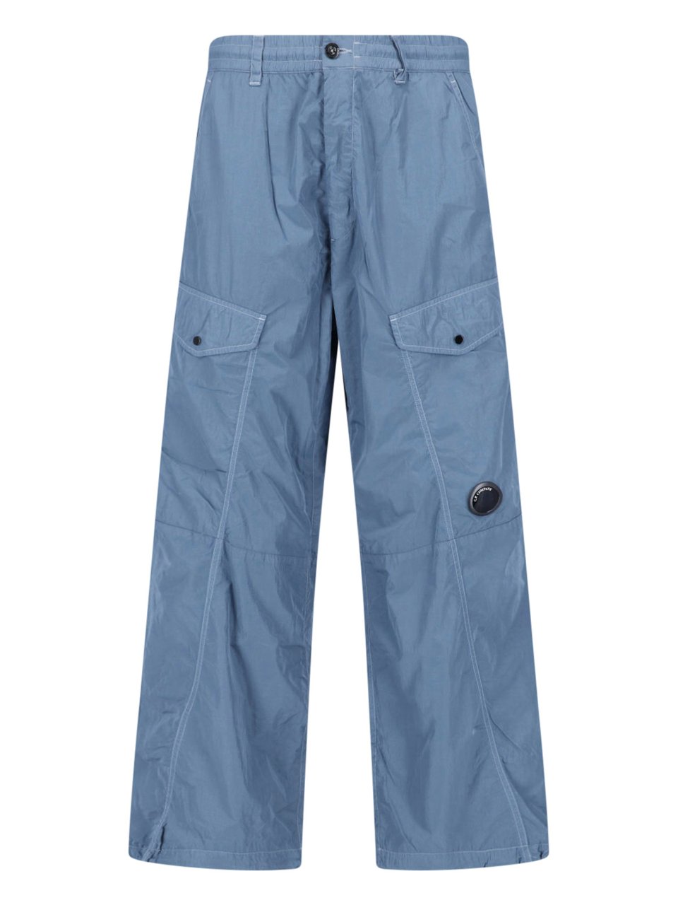 CP Company Wide-Leg Cargo Pants with Lens Detail and Smooth Fabric Blauw