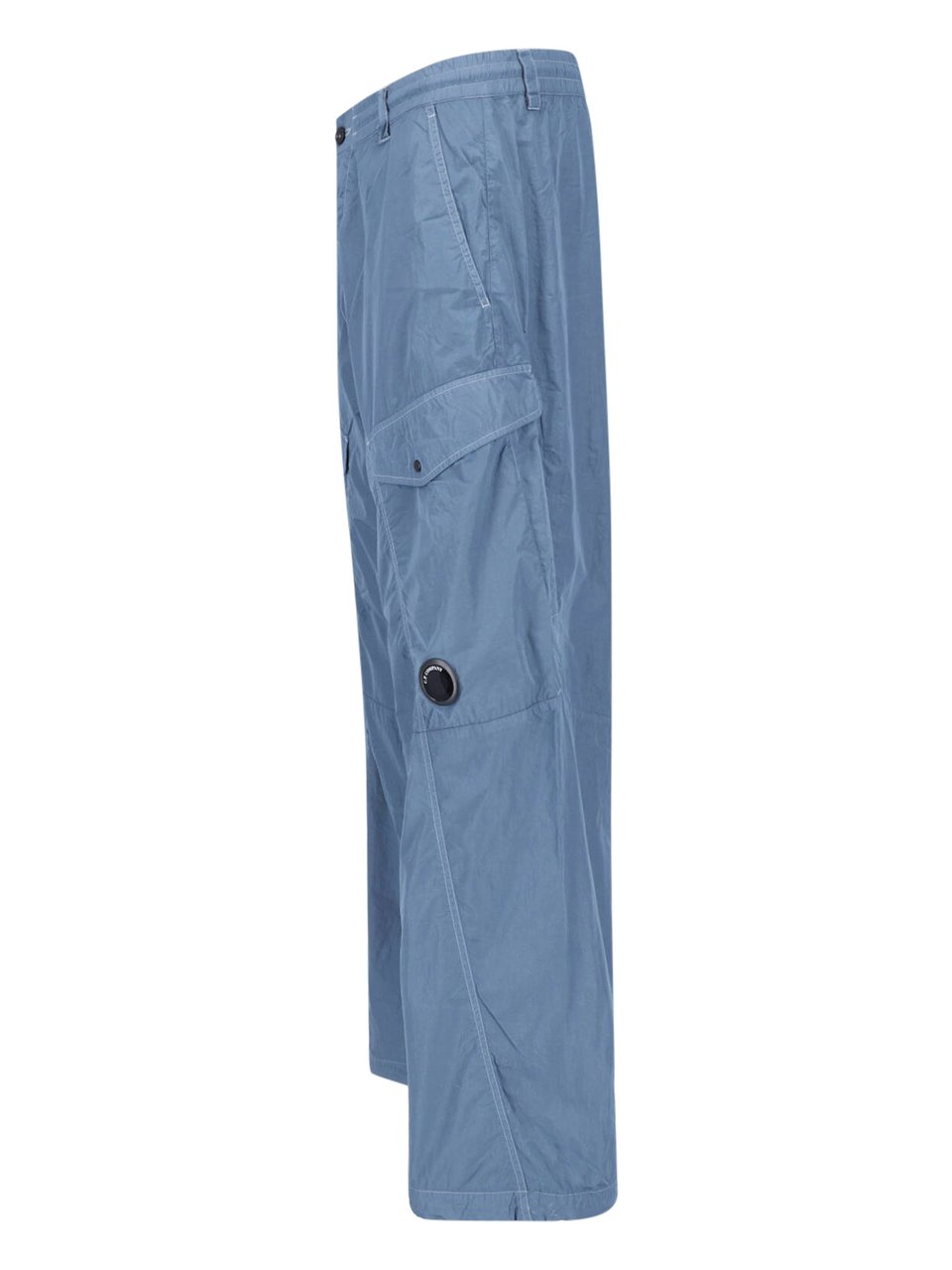 CP Company Wide-Leg Cargo Pants with Lens Detail and Smooth Fabric Blauw