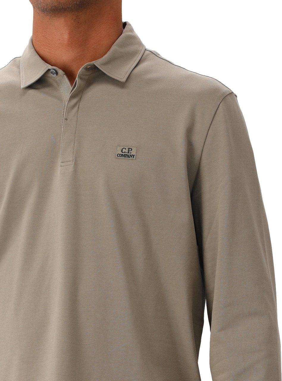 CP Company C.P. Company Polo Lange Mouw Groen Stretch Piquet Groen