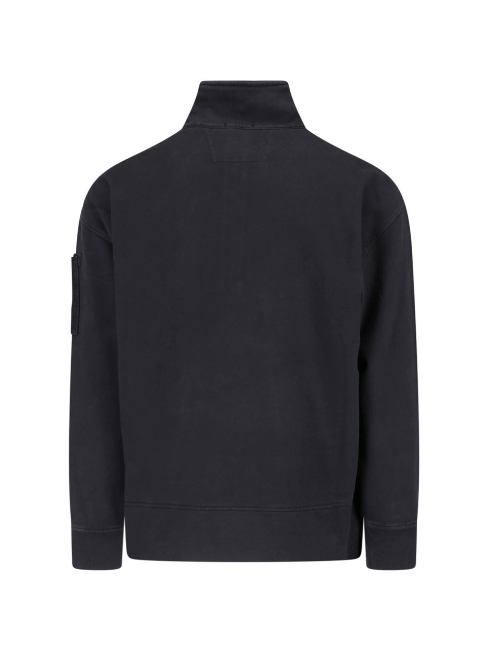 CP Company Black Cotton Logo Zip-Through Knit Zwart