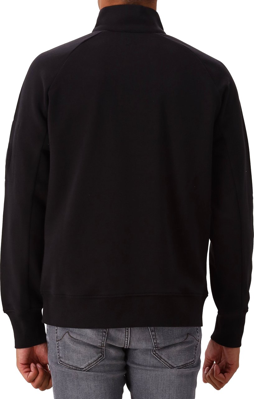 CP Company C.P. Company Half Zip Sweater Zwart Diagonal Raised Fleece Zwart
