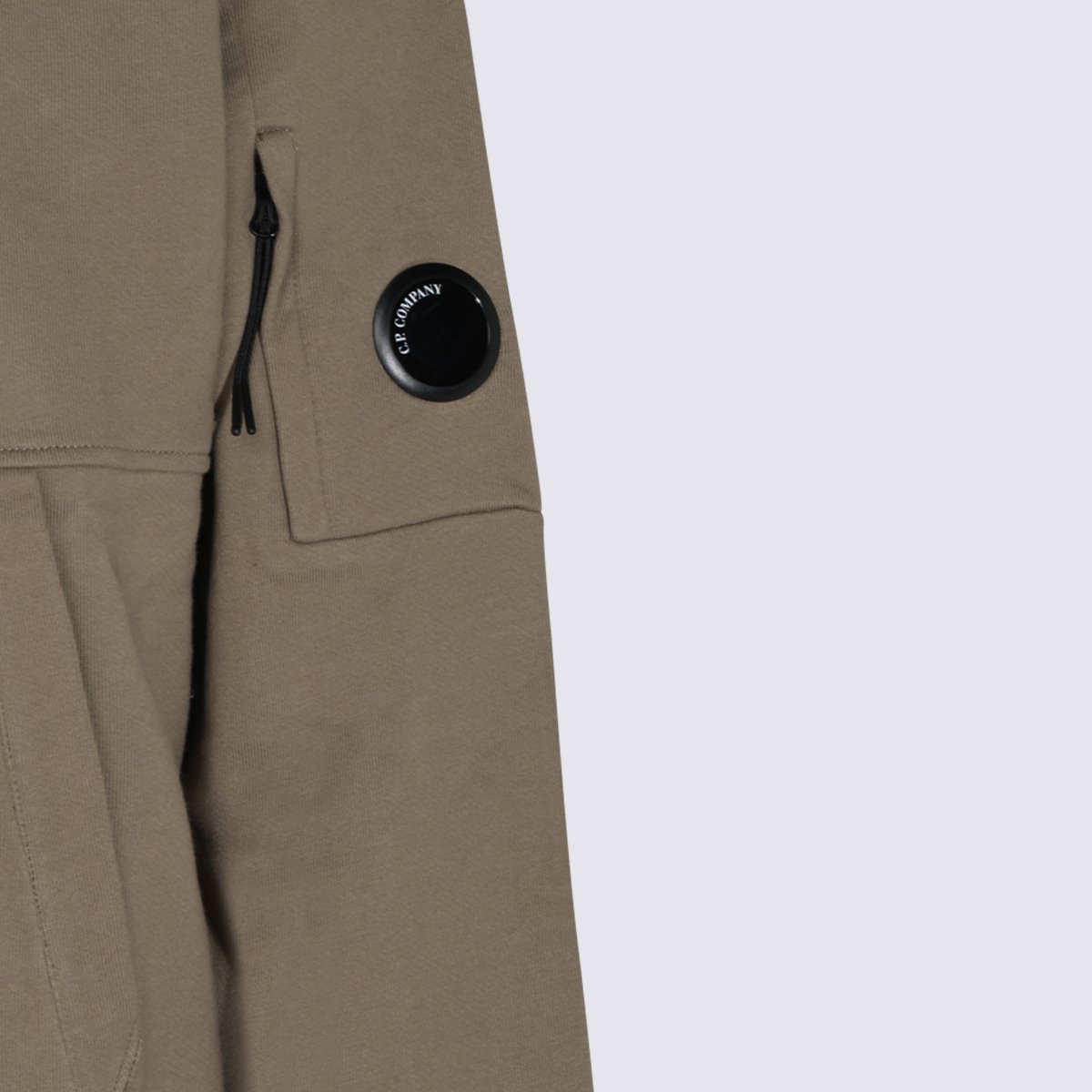 CP Company Minimalist Olive Hoodie With Signature Branding Patch Grijs