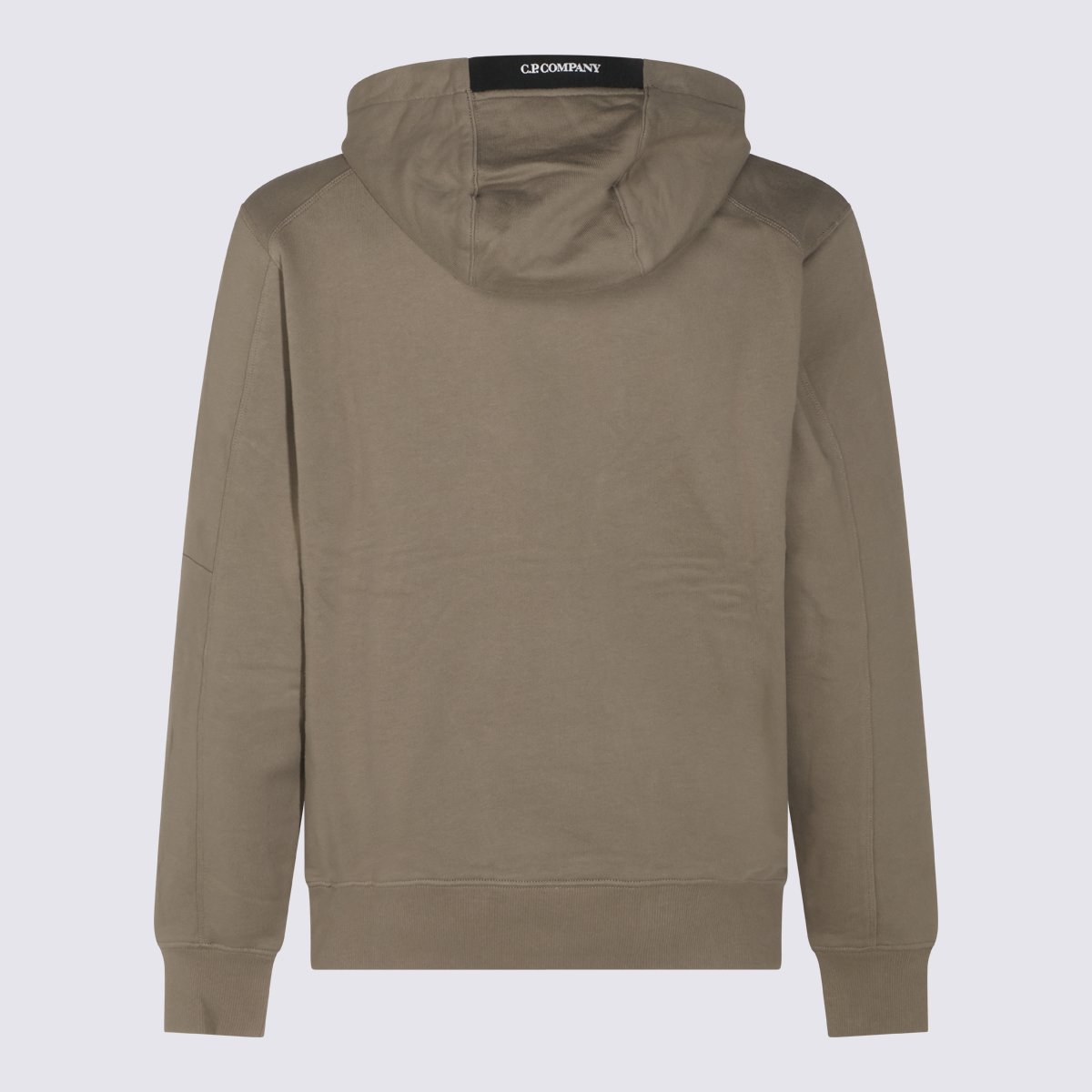 CP Company Minimalist Olive Hoodie With Signature Branding Patch Grijs