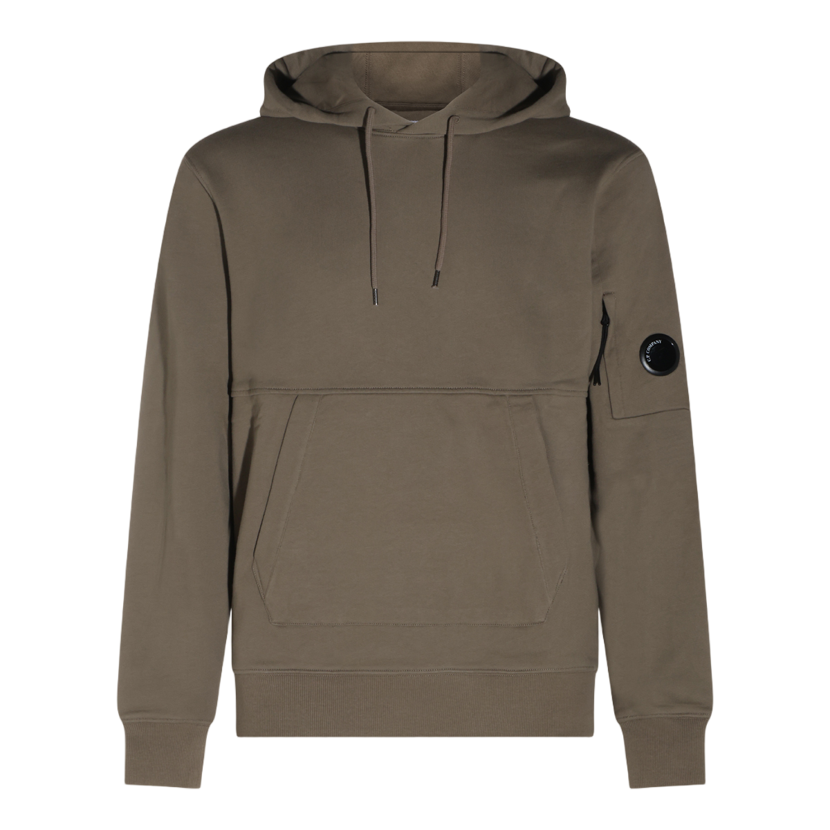 CP Company Minimalist Olive Hoodie With Signature Branding Patch Grijs