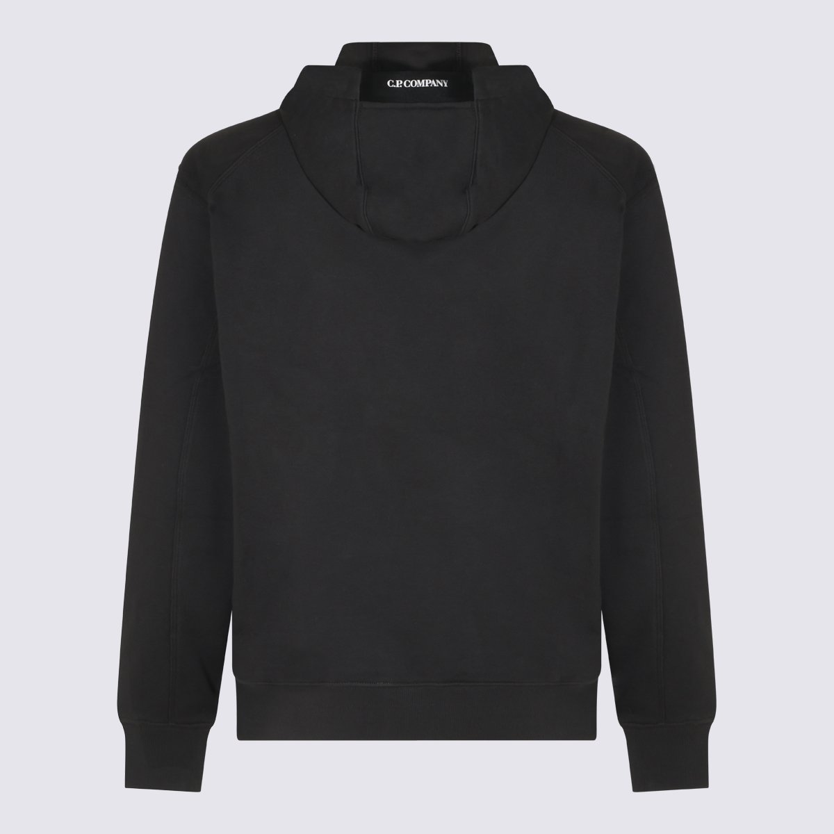 CP Company Black Hooded Sweater With Distinctive Logo Patch Zwart