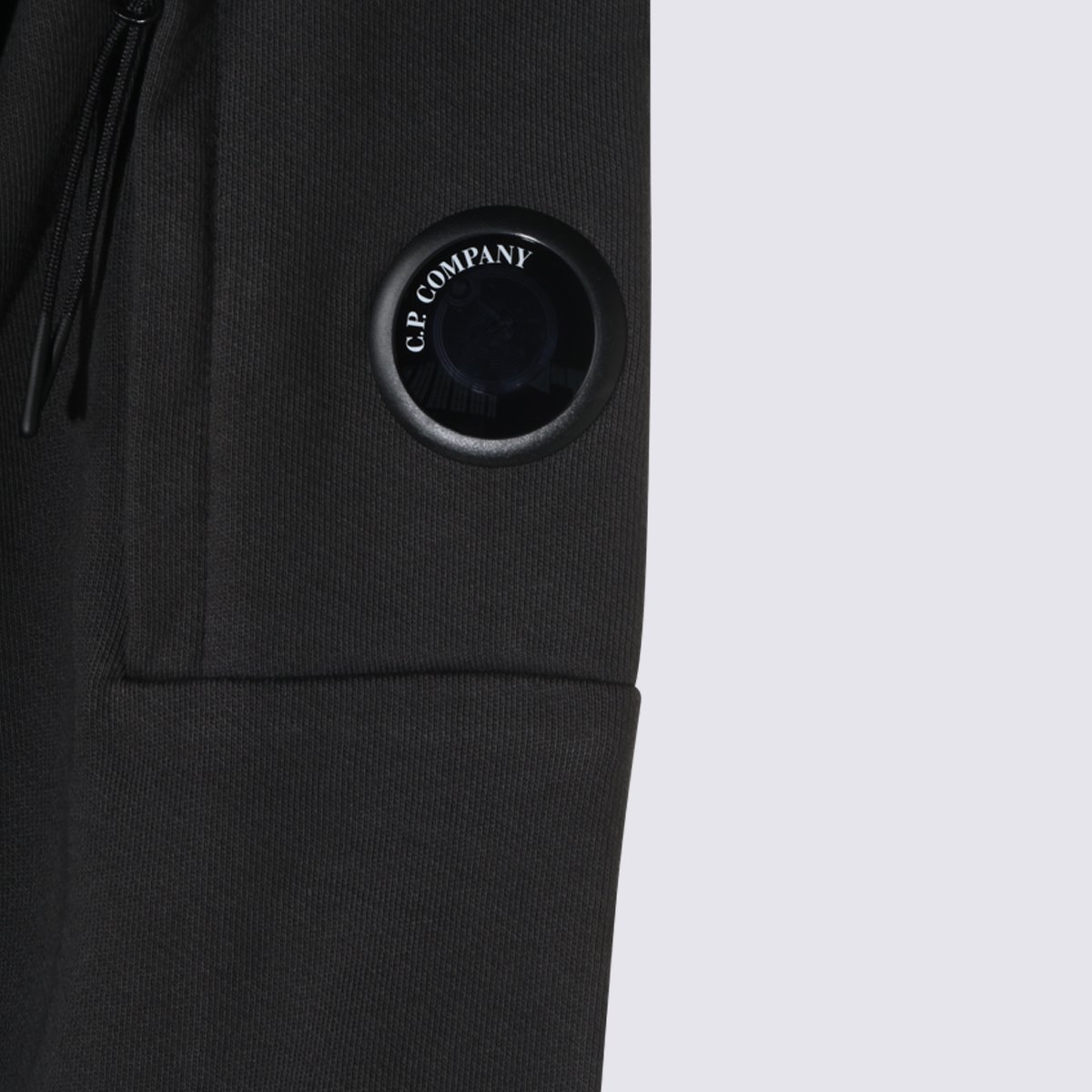 CP Company Black Hooded Sweater With Distinctive Logo Patch Zwart