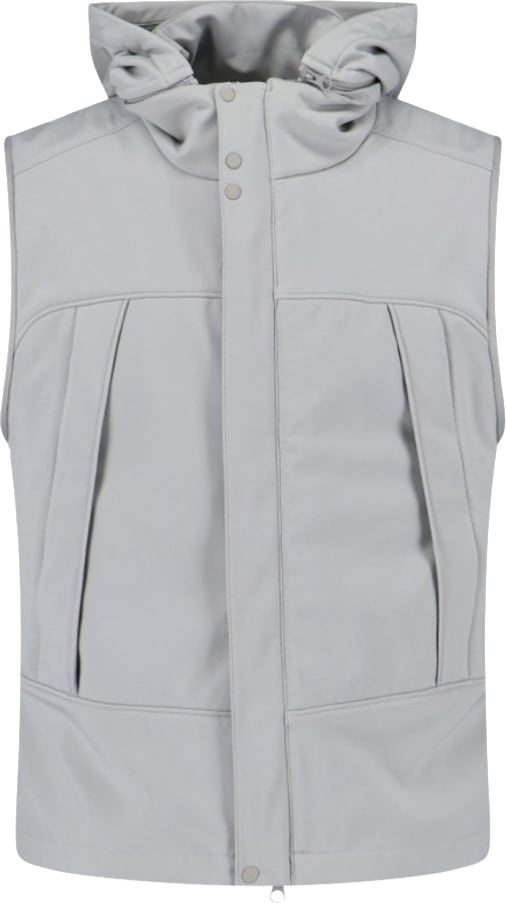 CP Company Sleeveless Light Grey Jacket With High Collar And Detachable Hood Grijs