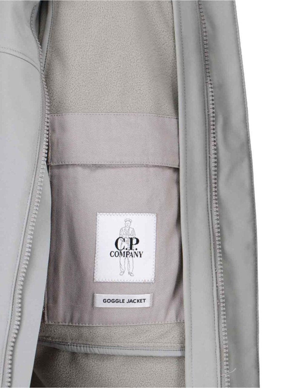 CP Company Sleeveless Light Grey Jacket With High Collar And Detachable Hood Grijs