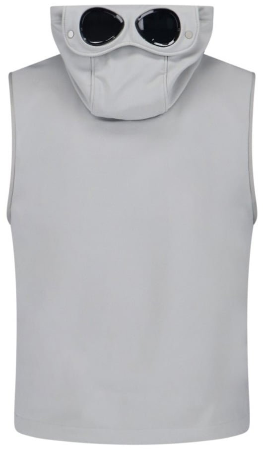 CP Company Sleeveless Light Grey Jacket With High Collar And Detachable Hood Grijs