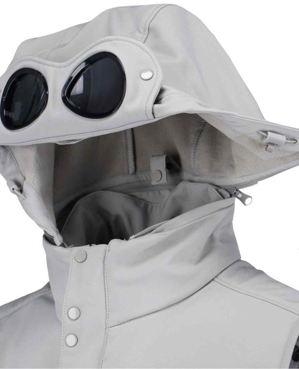 CP Company Sleeveless Light Grey Jacket With High Collar And Detachable Hood Grijs
