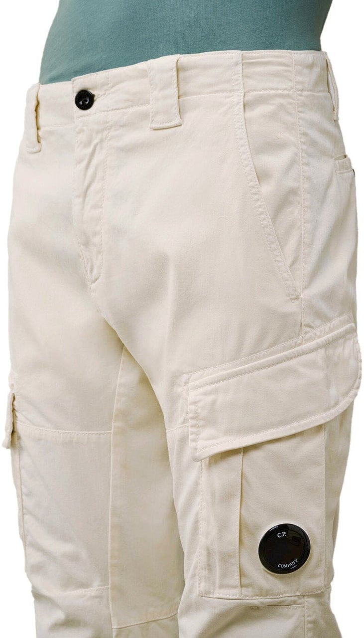 CP Company C.P. COMPANY STRETCH SATEEN PISTACHIO SHELL CARGO PANTS Beige