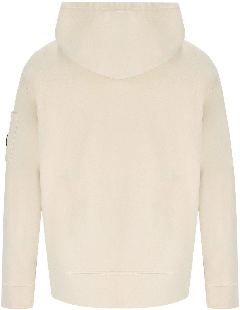 CP Company C.P. COMPANY DIAGONAL FLEECE BOXY CREAM HOODIE Wit