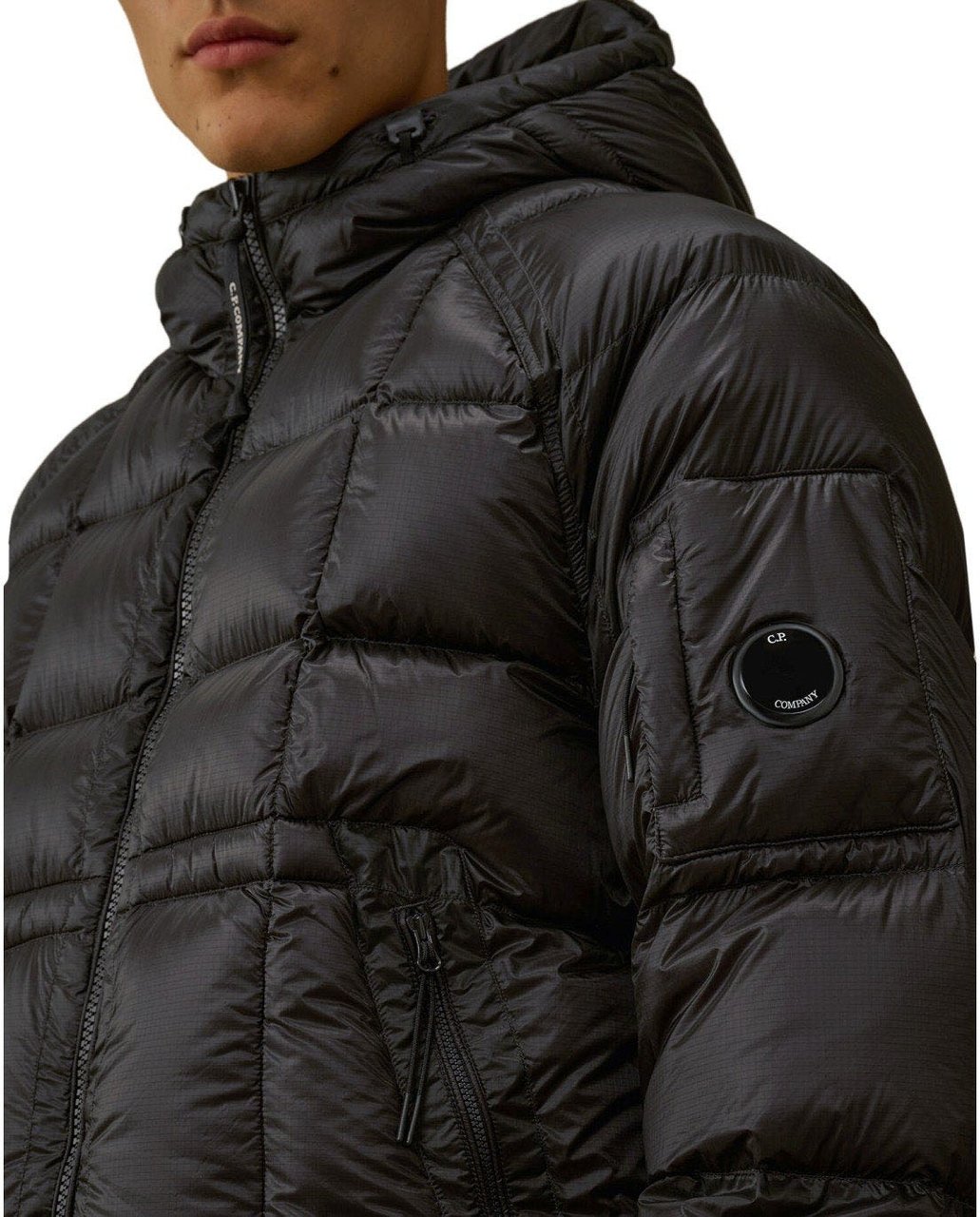 CP Company C.P. COMPANY D.D. SHELL HOODED DOWN JACKET Zwart