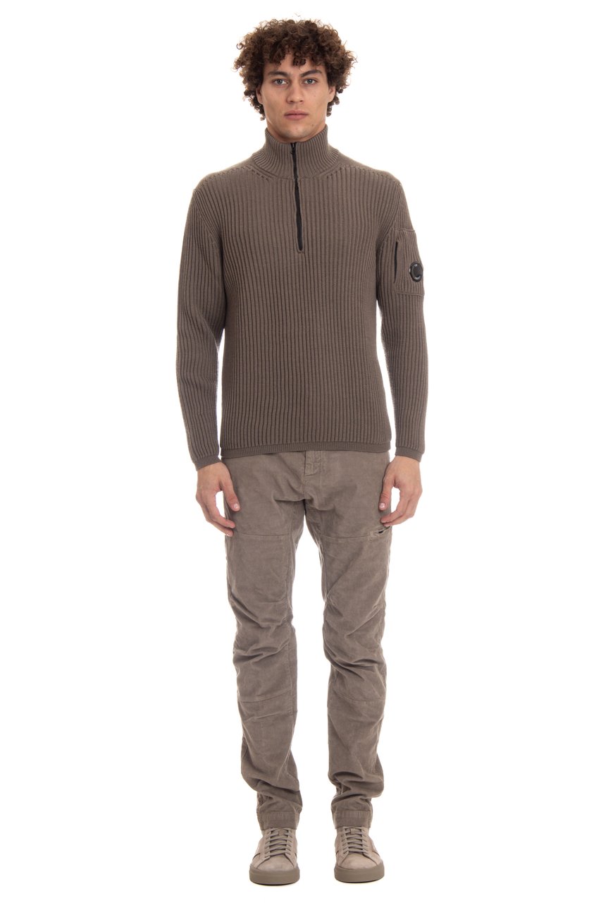 CP Company Half-Zip Wool Costa Inglese Sweater Grijs