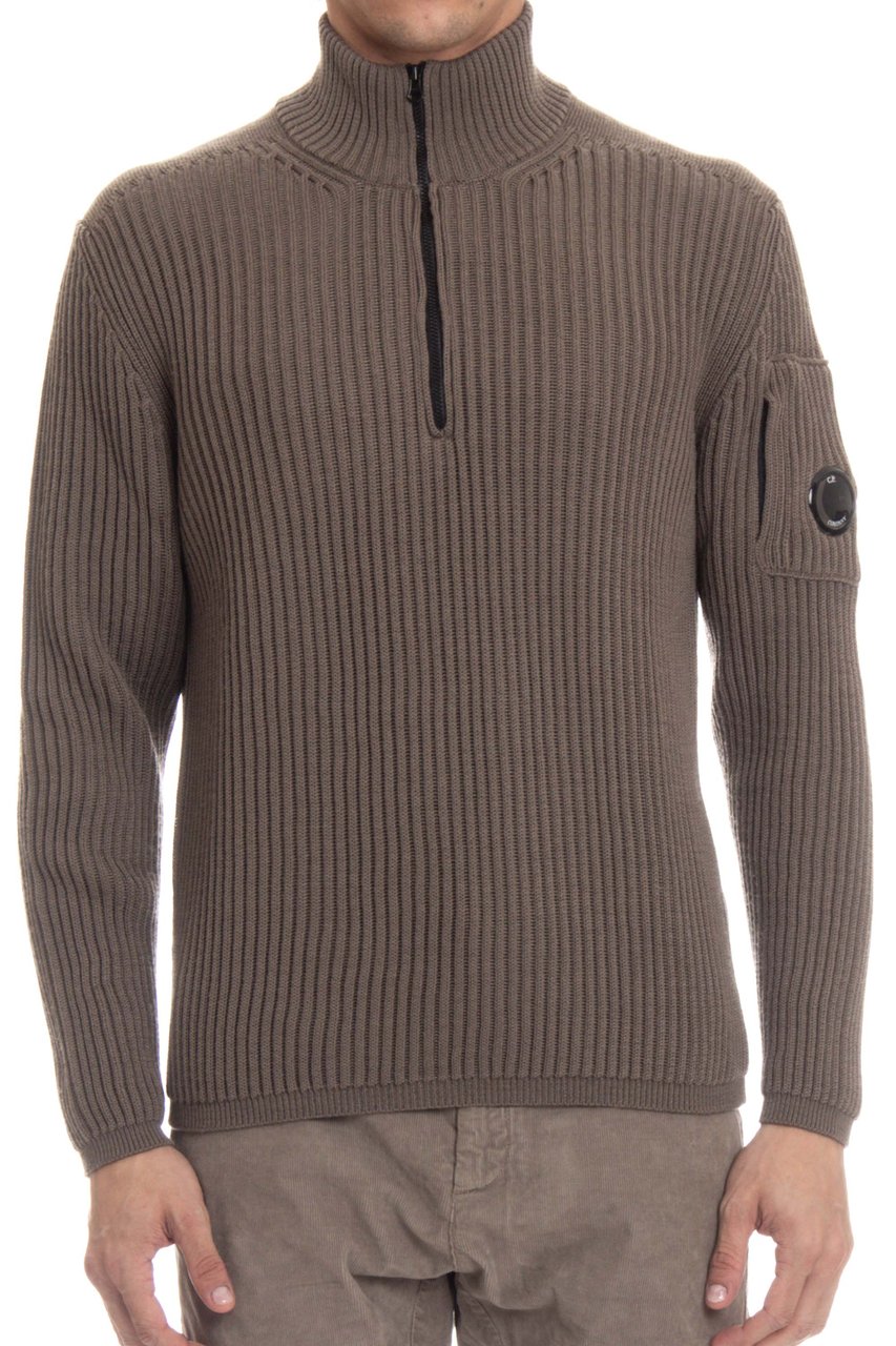 CP Company Half-Zip Wool Costa Inglese Sweater Grijs