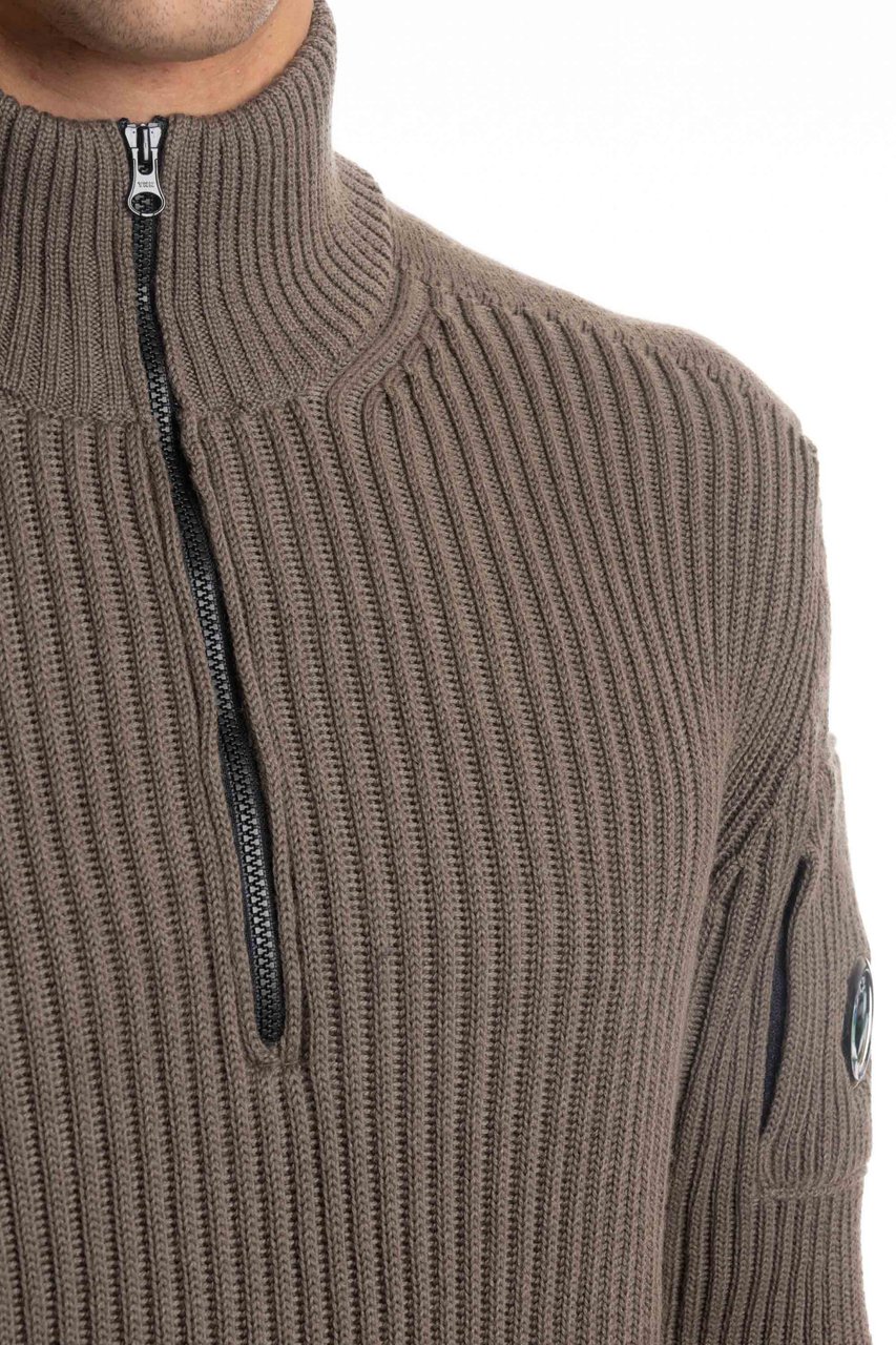 CP Company Half-Zip Wool Costa Inglese Sweater Grijs