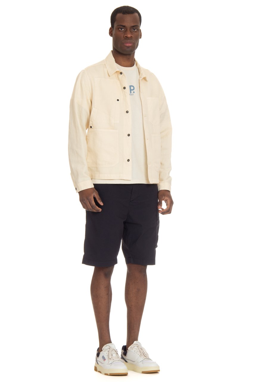 CP Company Casual Cotton-Linen Overshirt with Button Closure Neutraal