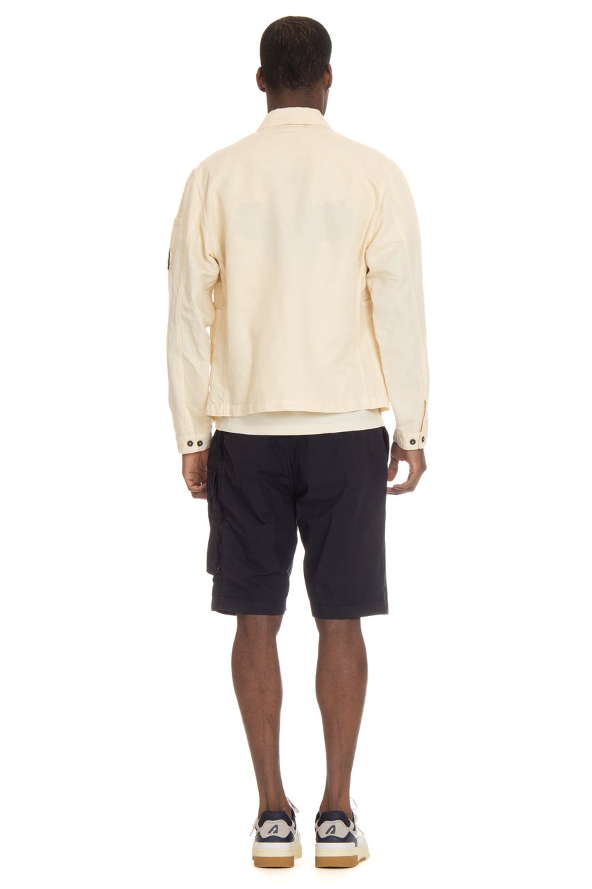CP Company Casual Cotton-Linen Overshirt with Button Closure Neutraal