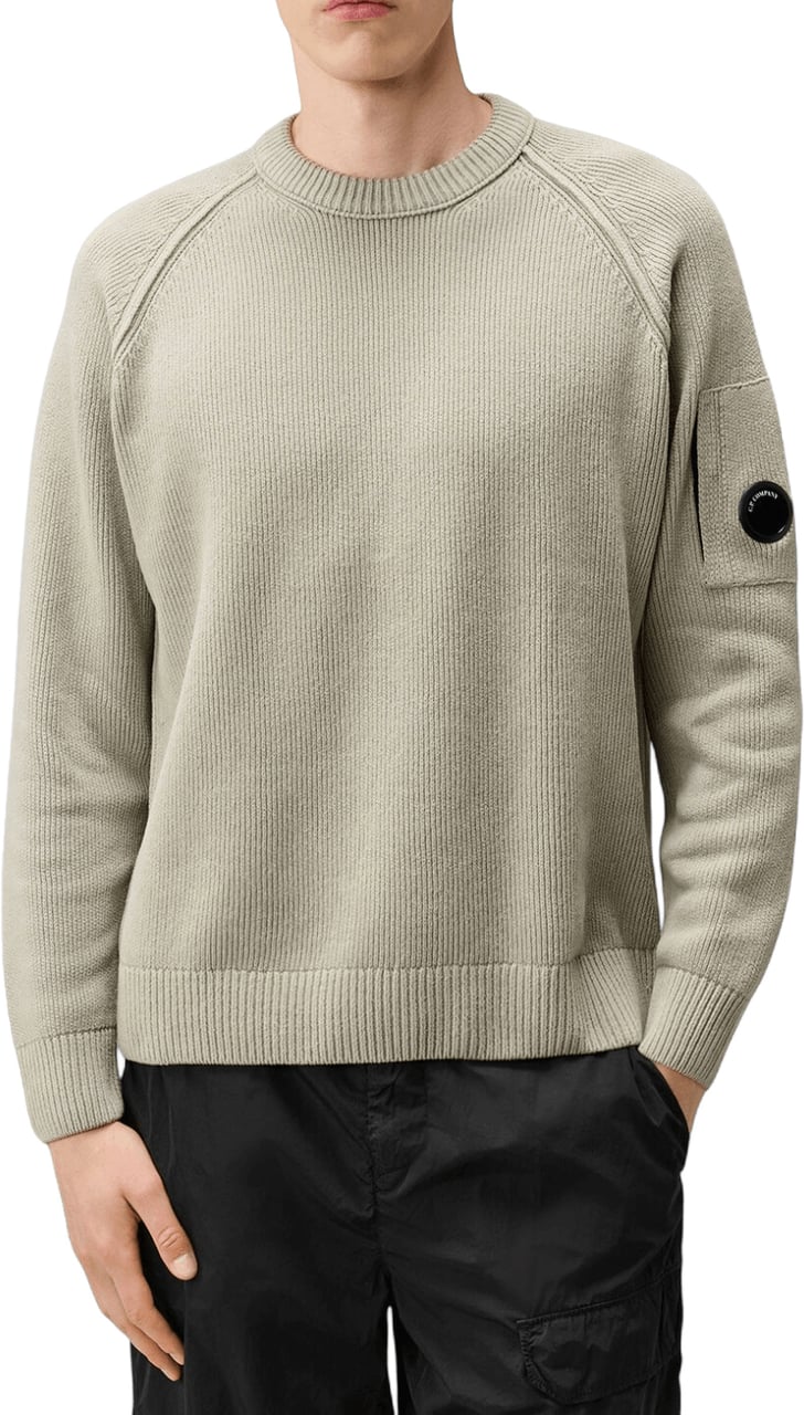 CP Company CHENILLE COTTON LENS CREWNECK Taupe