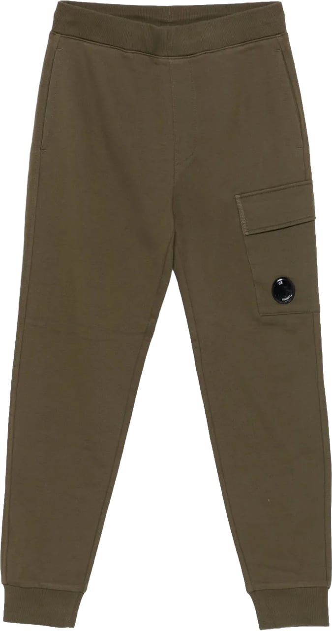 CP Company DIAGONAL RAISED FLEECE LENS SWEATPANTS Donkergroen