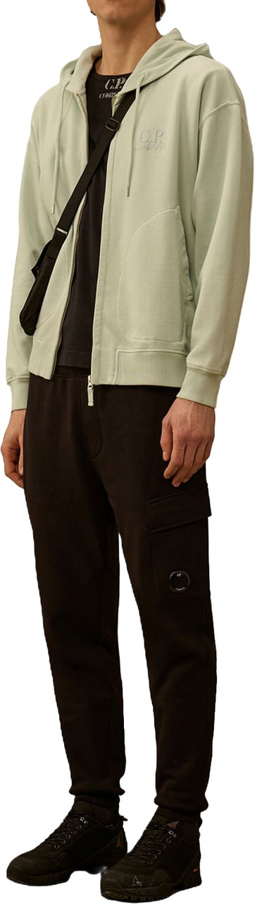 CP Company DIAGONAL RAISED FLEECE LENS SWEATPANTS Donkergroen