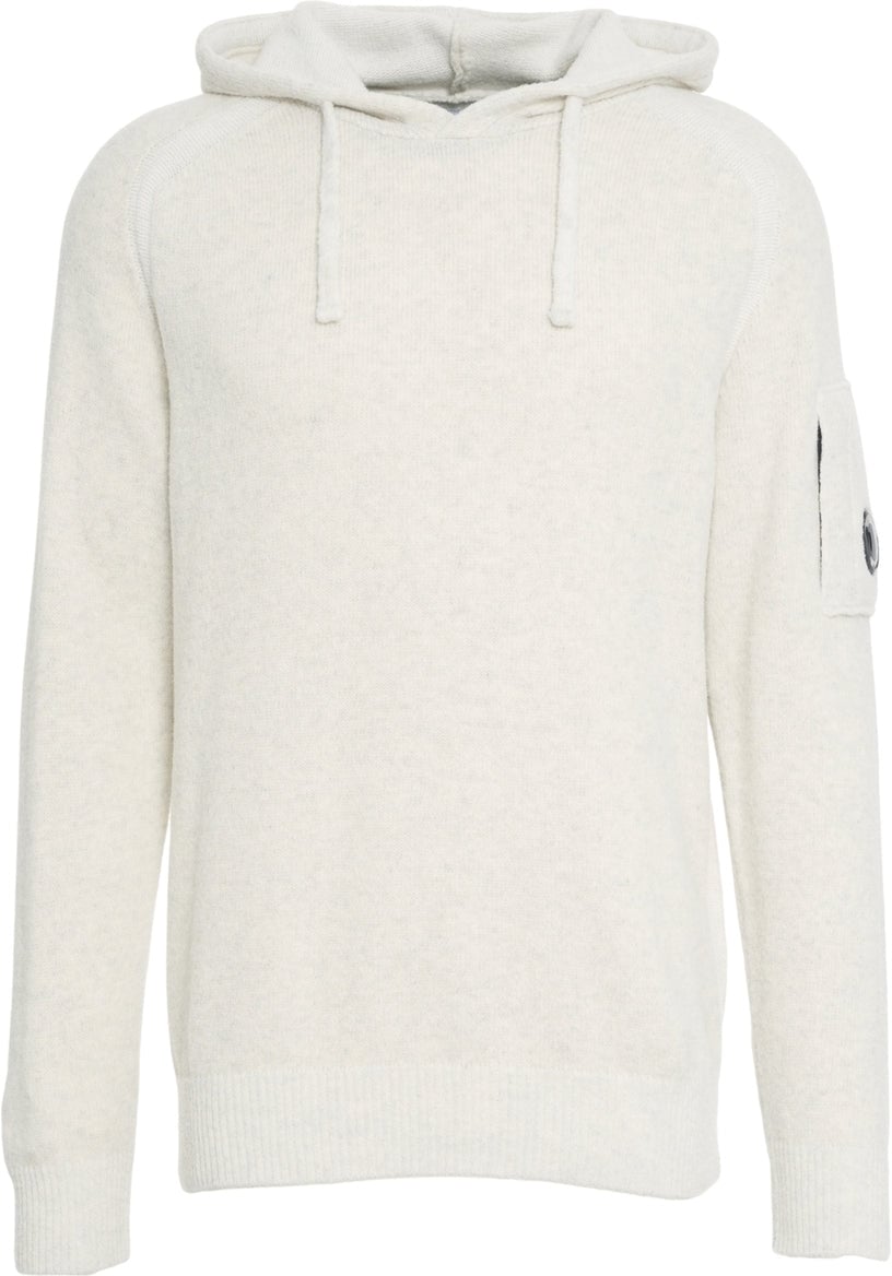 CP Company Knit hoodie with logo patch Beige