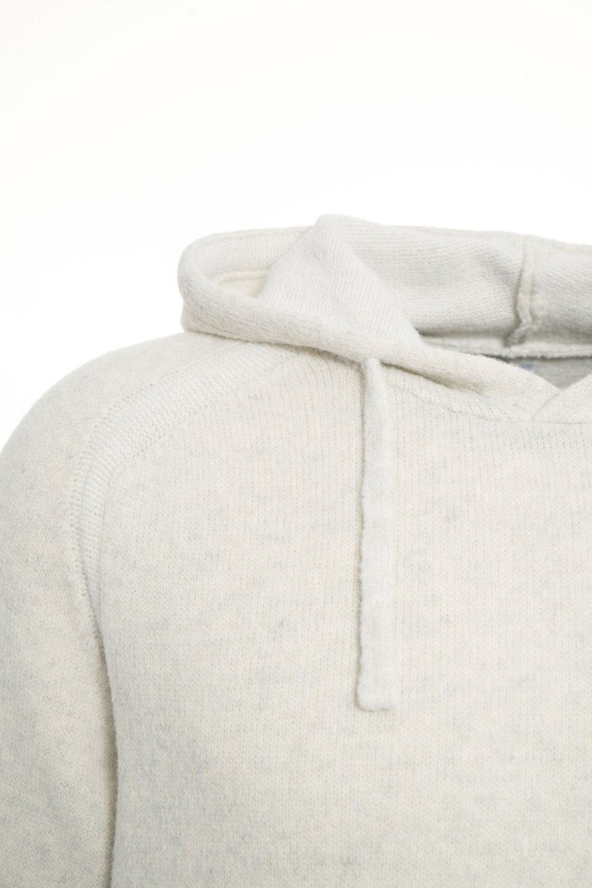 CP Company Knit hoodie with logo patch Beige