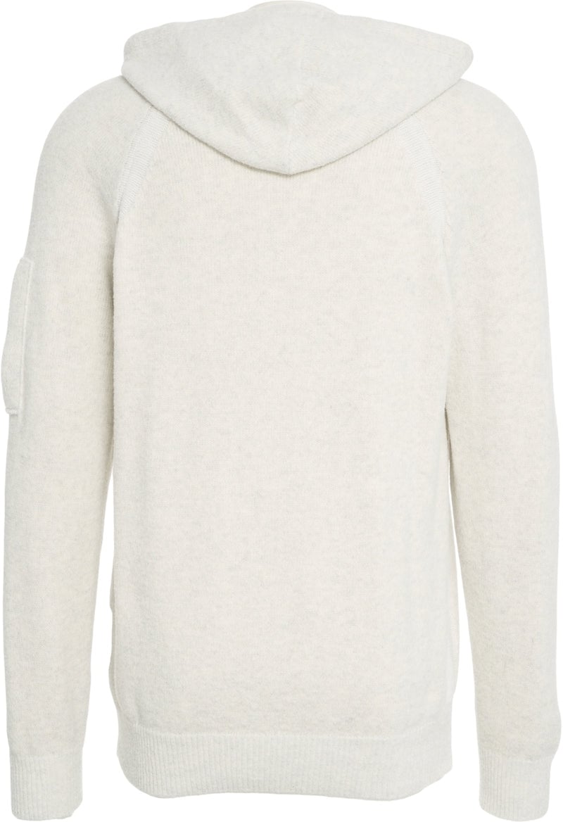 CP Company Knit hoodie with logo patch Beige