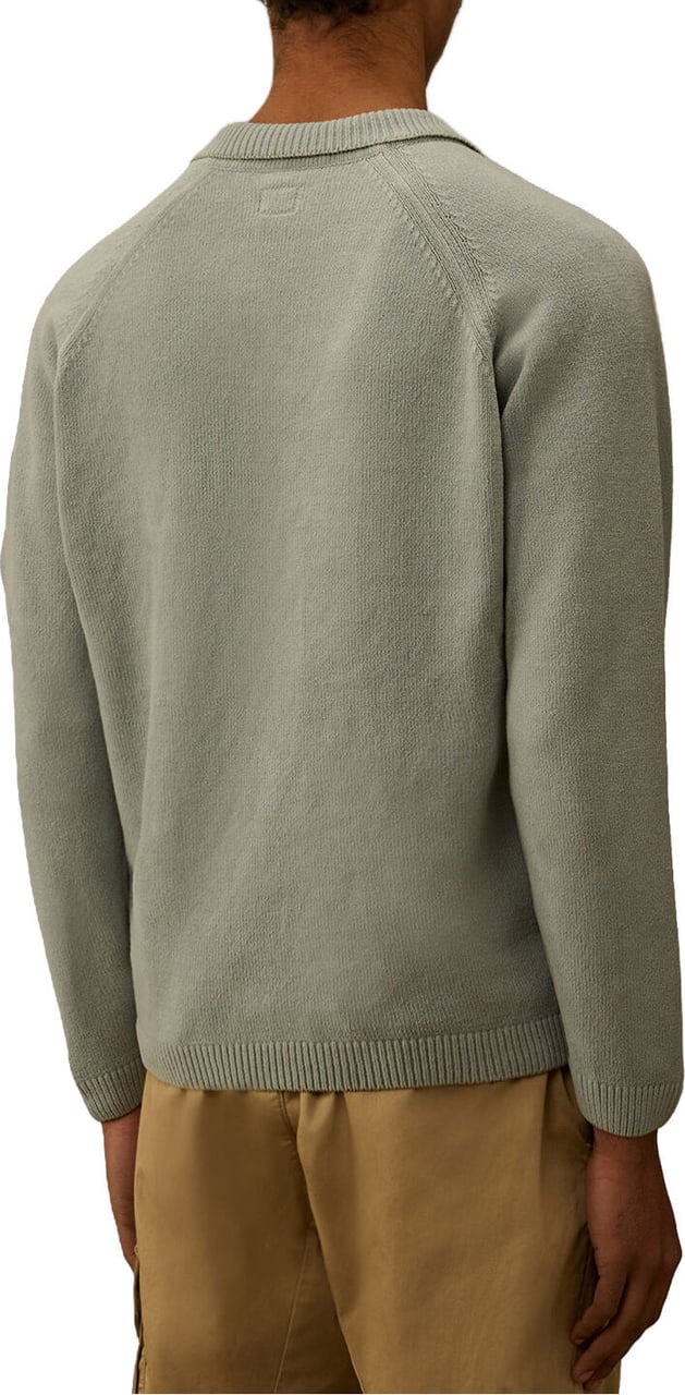 CP Company Katoenen chenille polo trui met lens, grijs Lichtgrijs