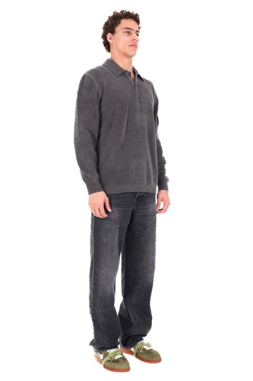 CP Company Velour Cotton Polo-Sweatshirt Grijs