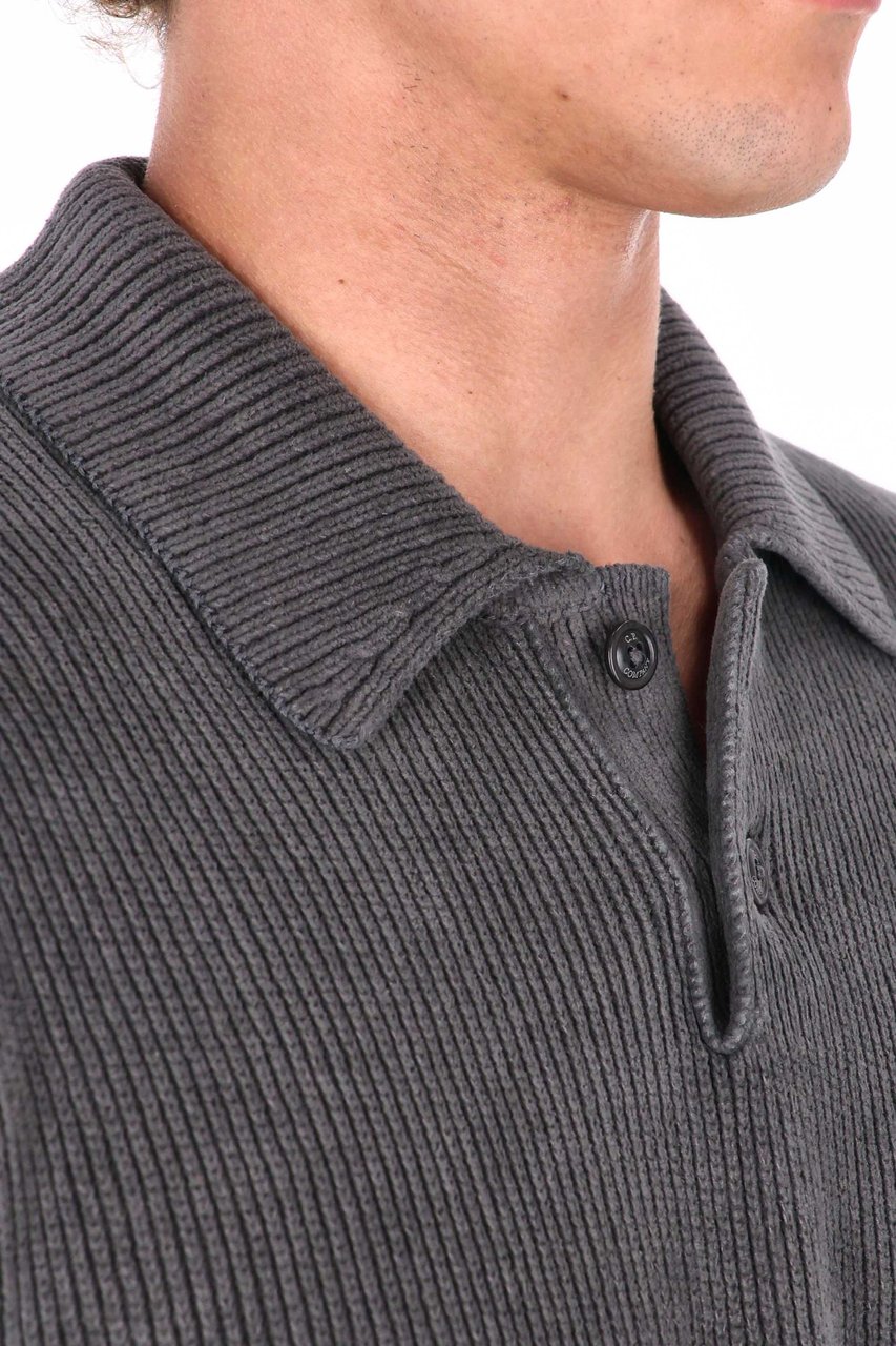 CP Company Velour Cotton Polo-Sweatshirt Grijs