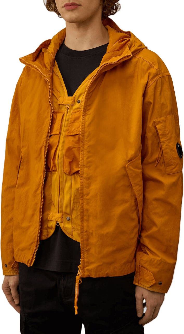 CP Company TWILL JAS MET CAPUCHON EN LENZEN, ORANJE Oranje