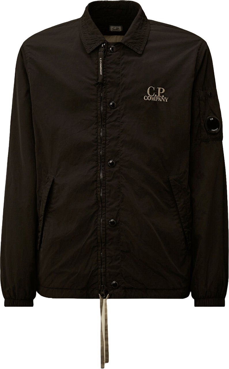 CP Company CHROME-R OVERSHIRT MET RITS EN LENZEN, ZWART Zwart