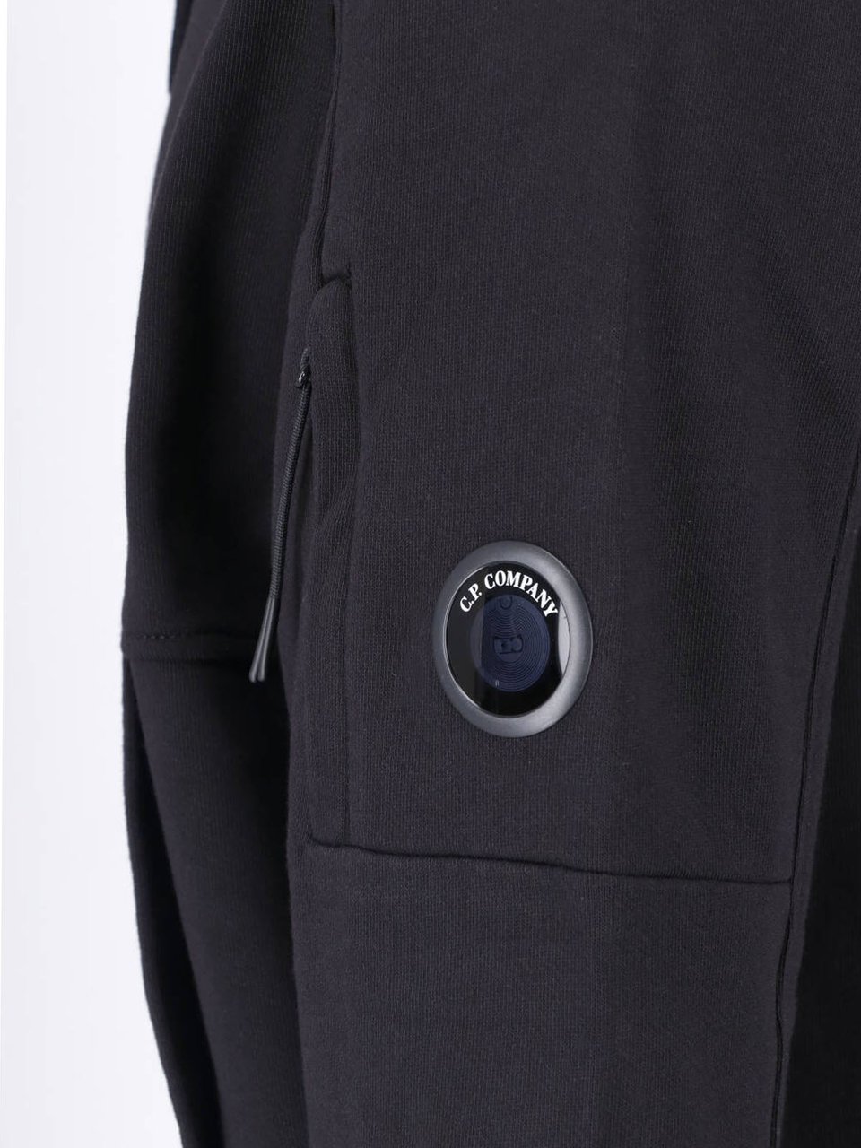 CP Company Black Cotton Logo Hoodie Zwart