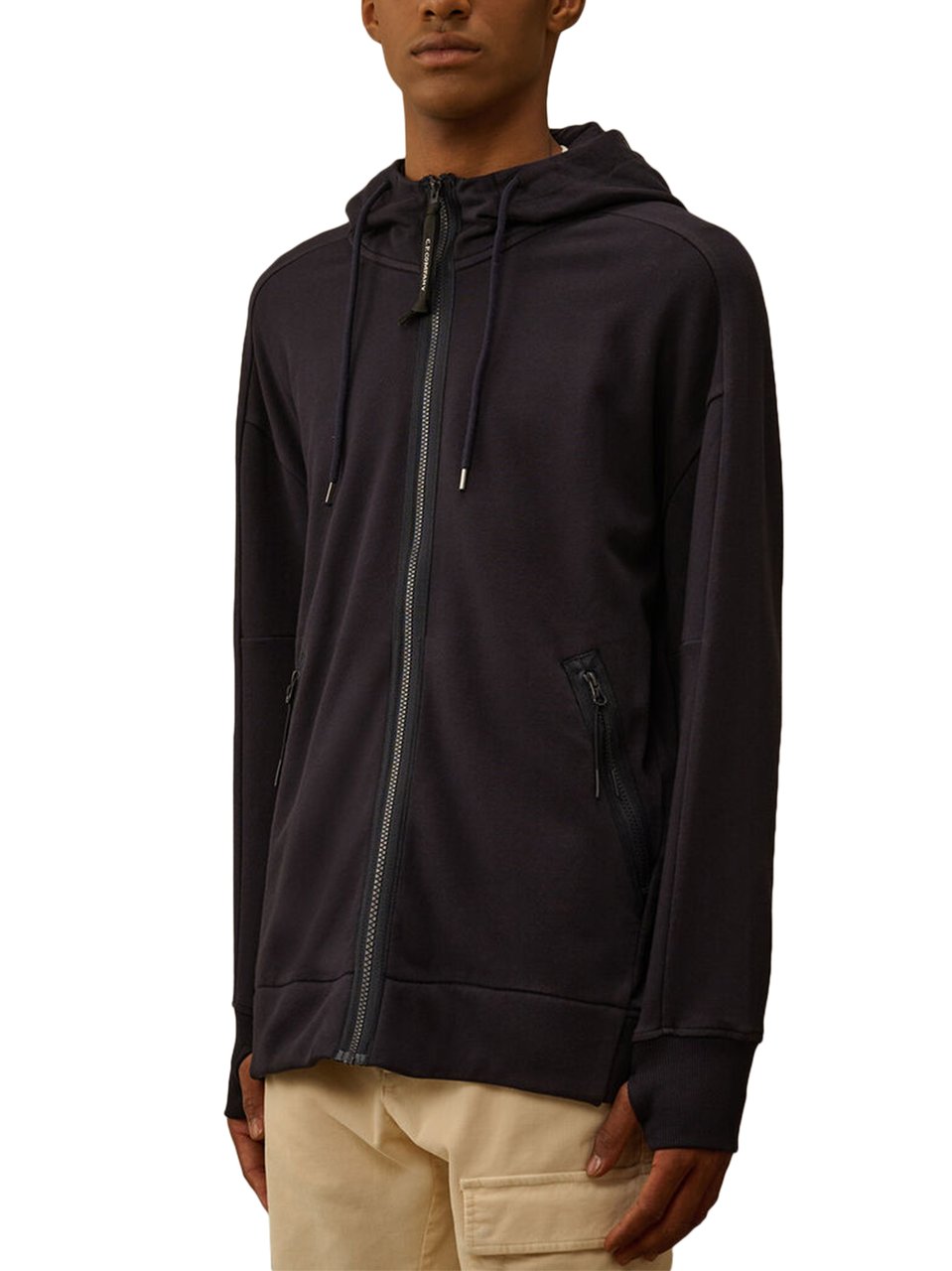 CP Company Diagonal Raised Fleece Goggle Hooded Sweatshirt Zwart
