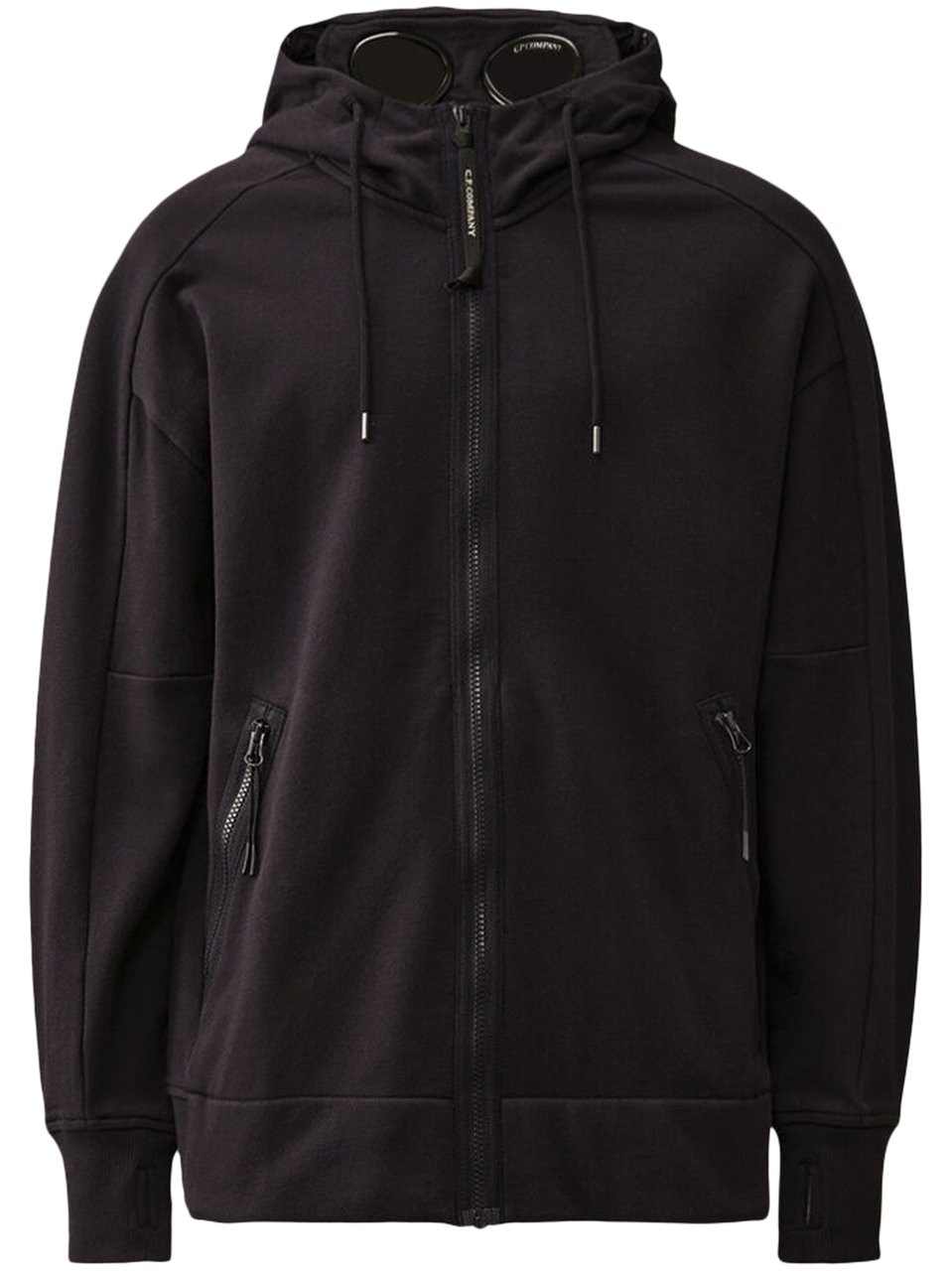 CP Company Diagonal Raised Fleece Goggle Hooded Sweatshirt Zwart