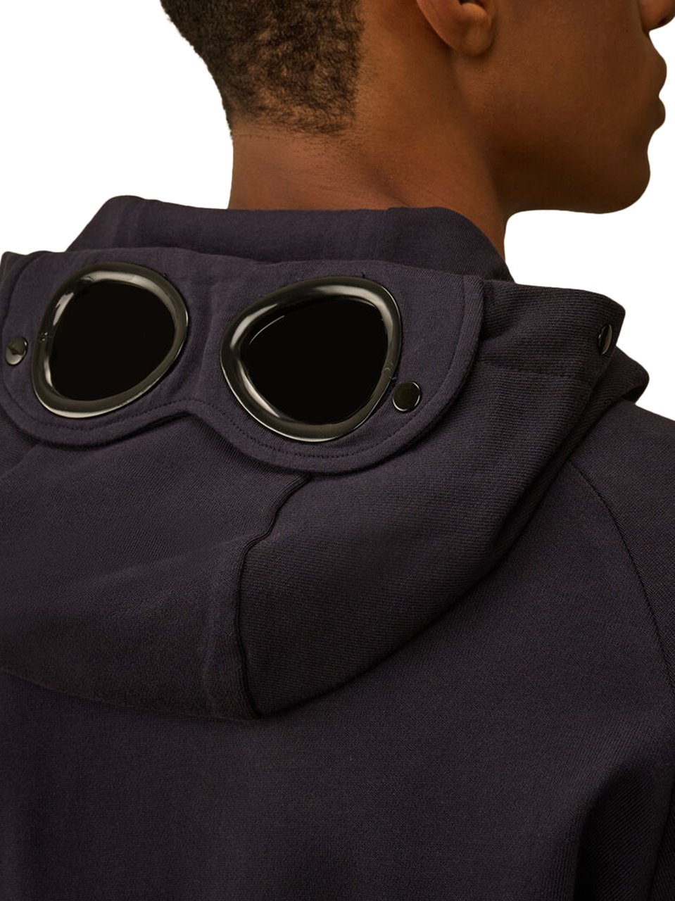 CP Company Diagonal Raised Fleece Goggle Hooded Sweatshirt Zwart