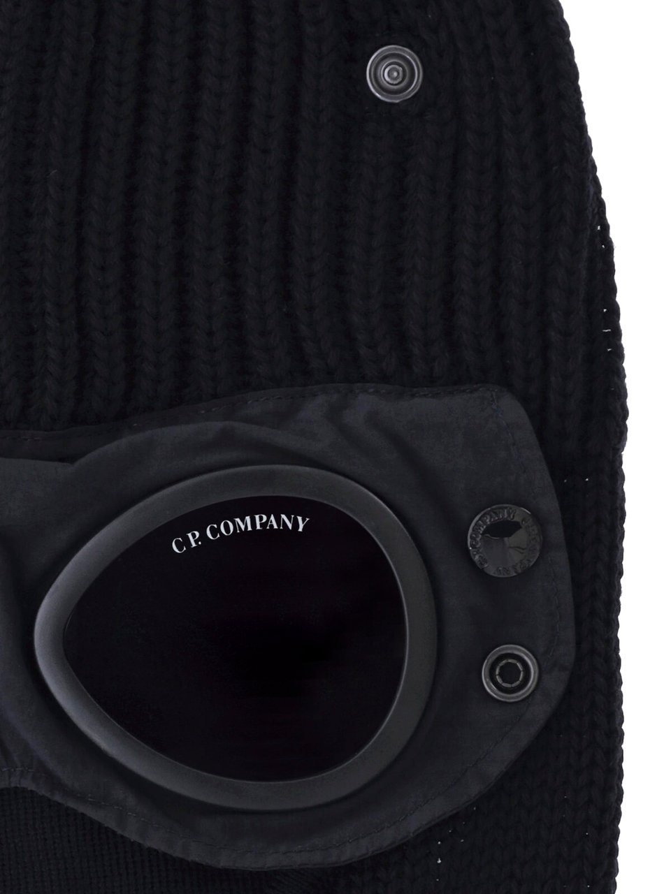 CP Company Navy Blue Goggle Knit Wool Balaclava Blauw