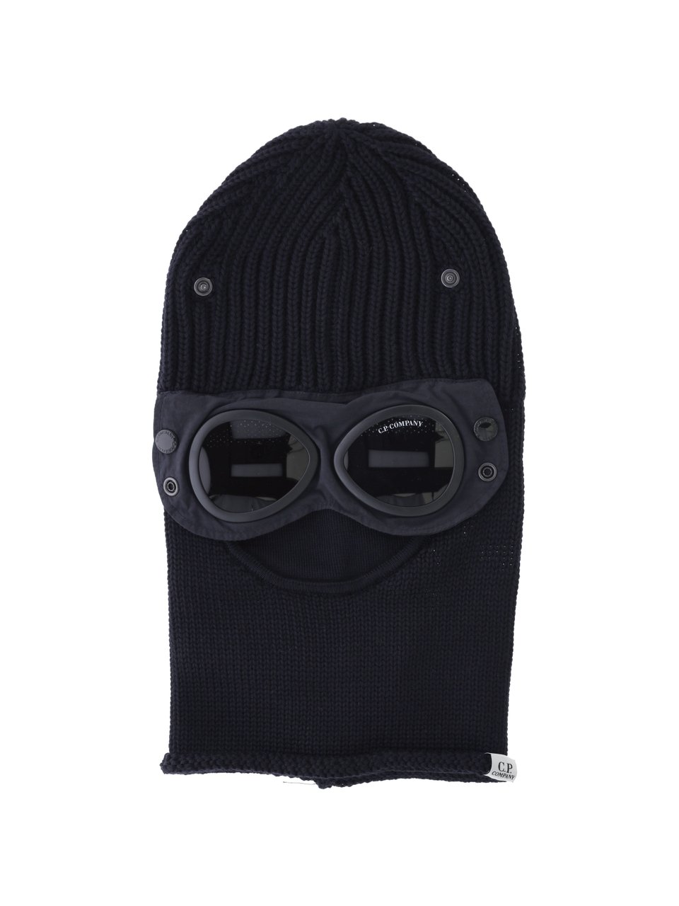 CP Company Navy Blue Goggle Knit Wool Balaclava Blauw