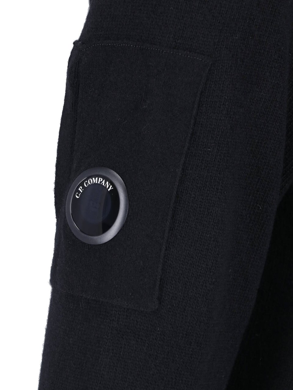 CP Company High-Collar Zip Cardigan With Unique Lens Detail Zwart