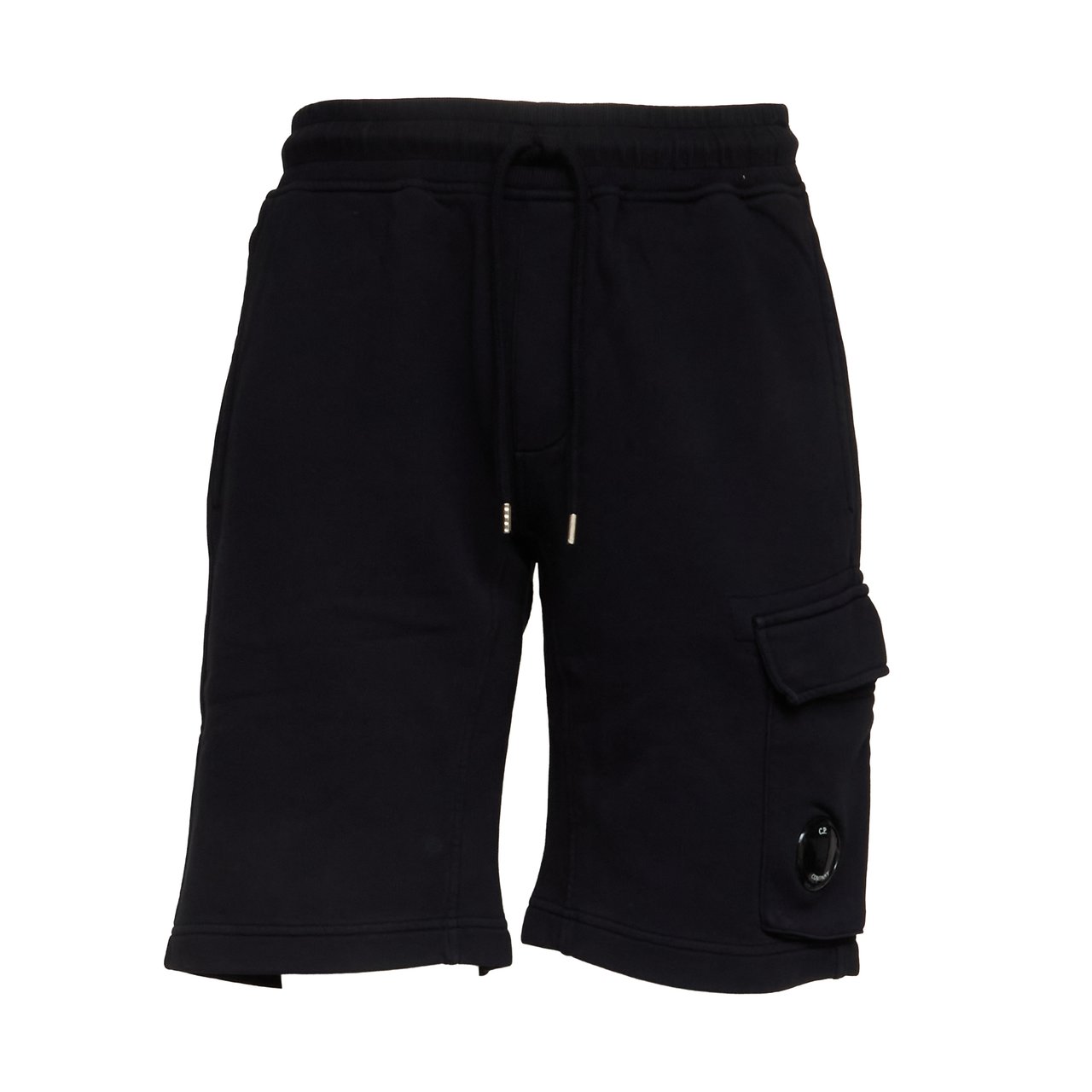 CP Company Cotton Diagonal Fleece Cargo Shorts Zwart