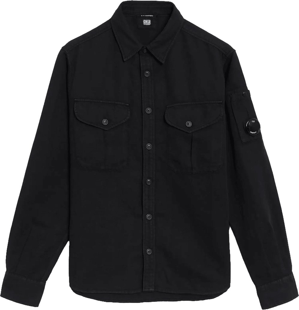 CP Company ZWART OVERHEMD MET LANGE MOUWEN EN KNOPEN VAN KATOEN/LINNEN Zwart