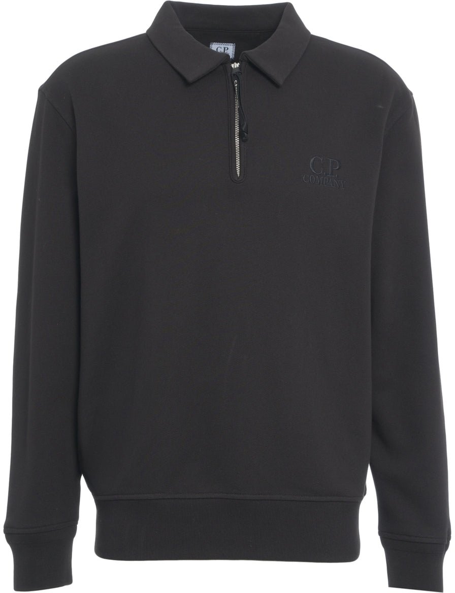 CP Company Sweatshirt with polo collar Zwart