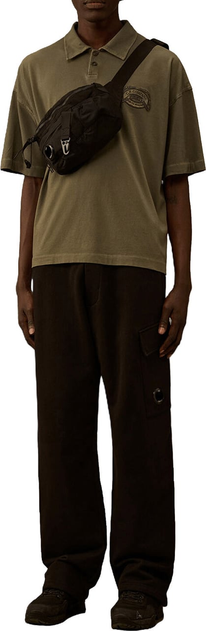 CP Company Cargo joggingbroek van fleece met diagonale opstaande randen, zwart Zwart