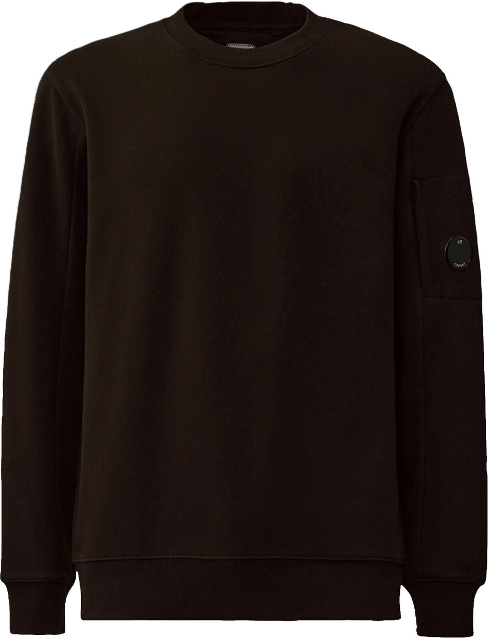CP Company SWEATSHIRT MET DIAGONALE OPSTAANDE FLEECE CREWNECK LENS, ZWART Zwart