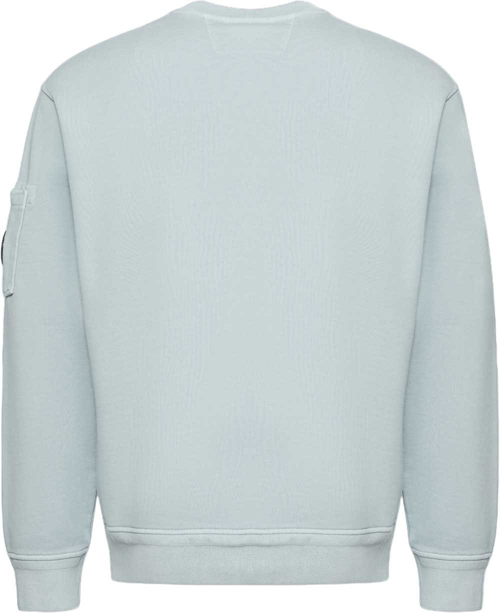 CP Company Katoenen fleece sweater met ronde hals en diagonale strepen, zilverblauw. Lichtblauw